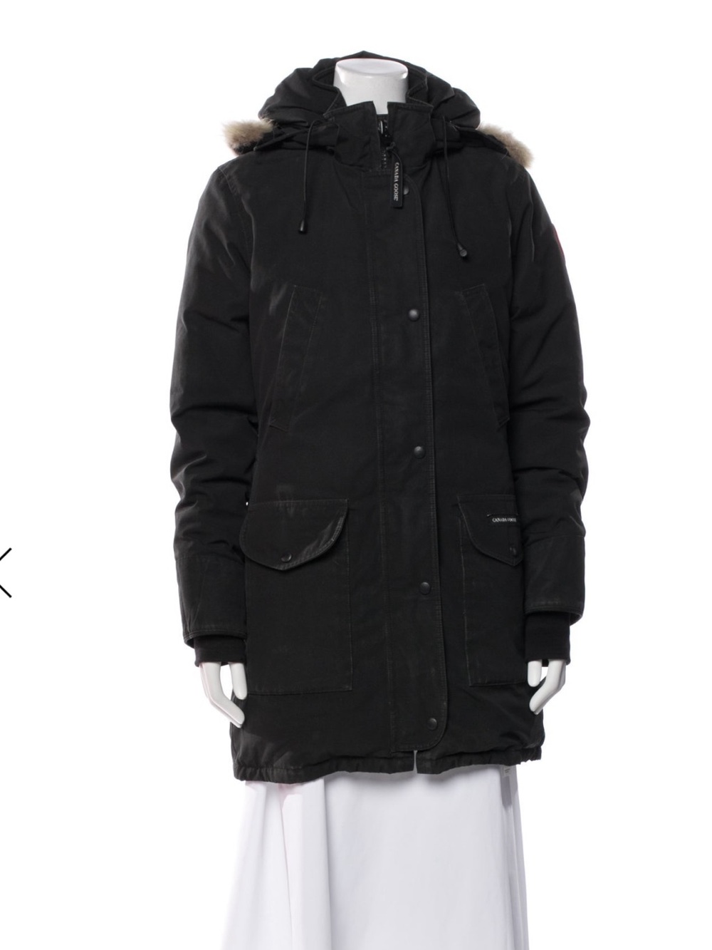 Canada Goose Women's Black Parka with Fur-Trim Hood USA SP